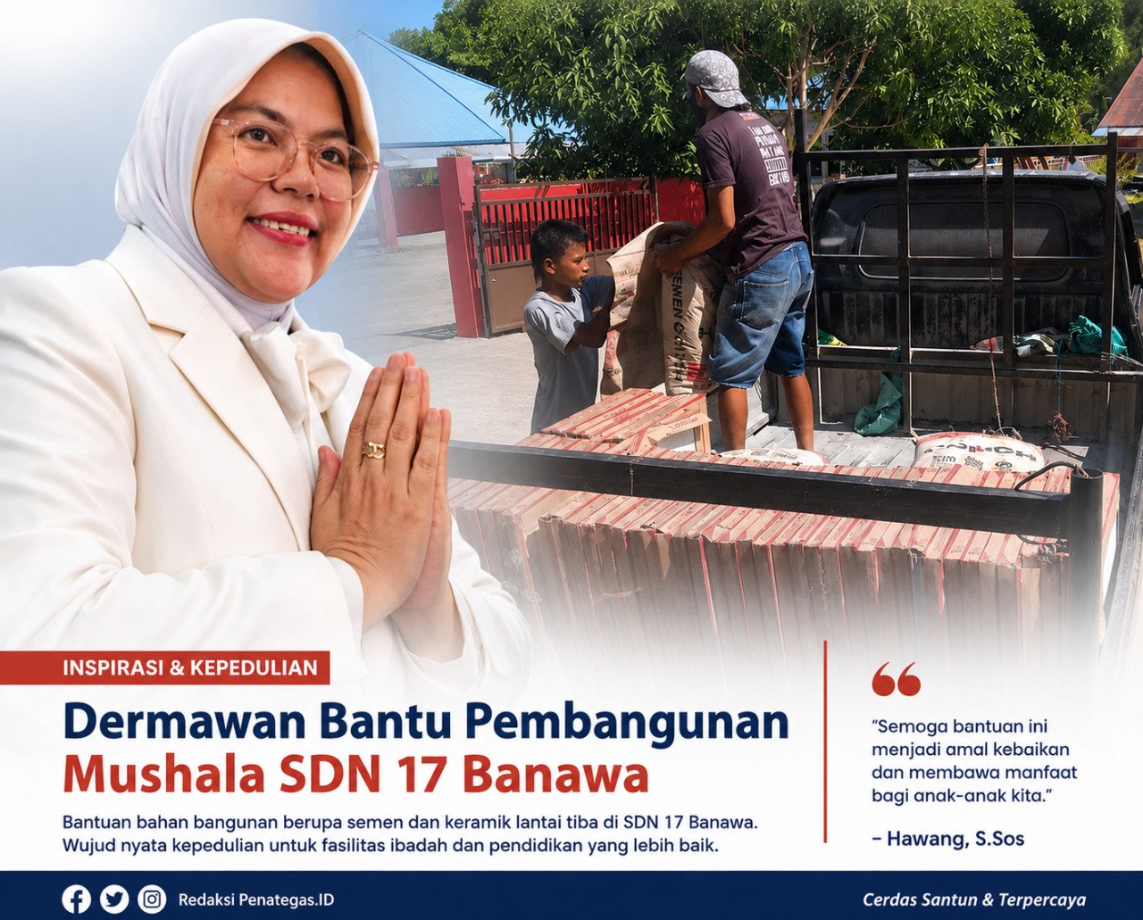 Sentuhan Dermawan di Donggala, Mushala SDN 17 Banawa Dapat Bantuan Material dari Mitra MBG